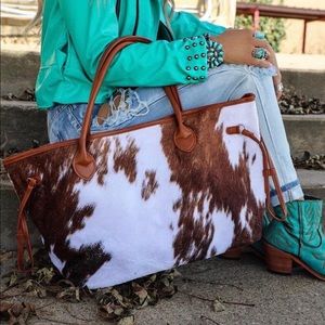 Cow Hide Print Tote